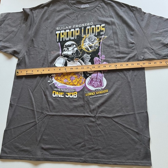 NWOT Star Wars Whoopsies Cereal Tee Stormtrooper Darth Vader Gray Death Star(F1) - Picture 3 of 5